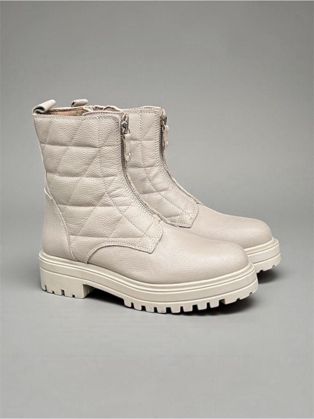 Alberto Torresi Quilted Leather “Malissa” Combat Boot in Cream Size EU 37/38